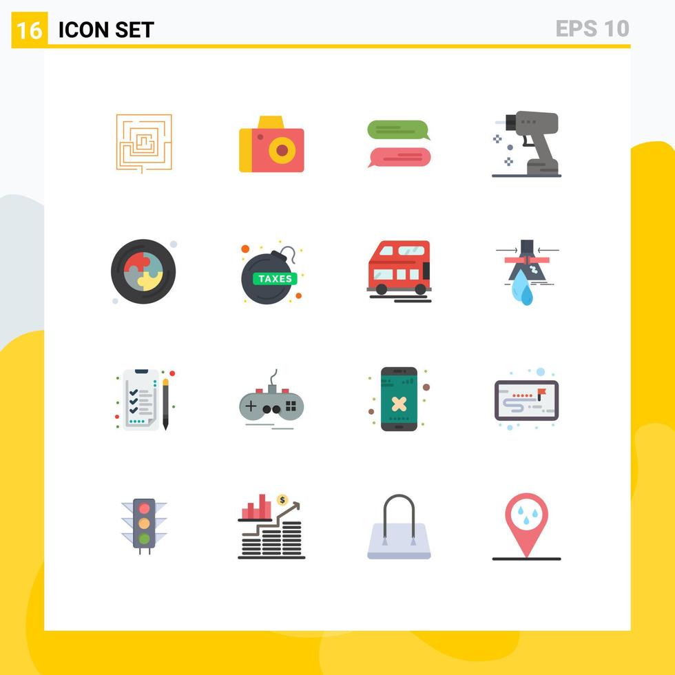 16 kreativ ikoner modern tecken och symboler av pussel CD chattar verktyg borra redigerbar packa av kreativ vektor design element