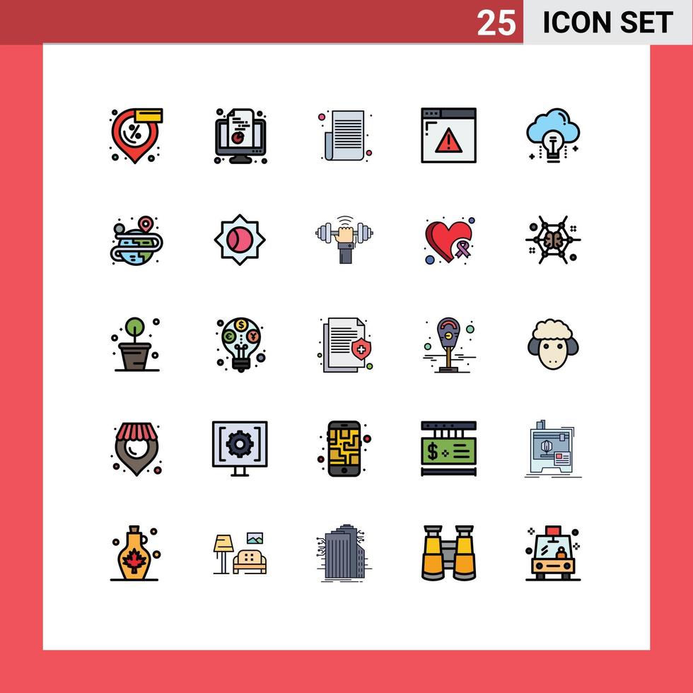 25 fylld linje platt Färg begrepp för webbplatser mobil och appar webb sida säkerhet dokumentera internet text lista redigerbar vektor design element
