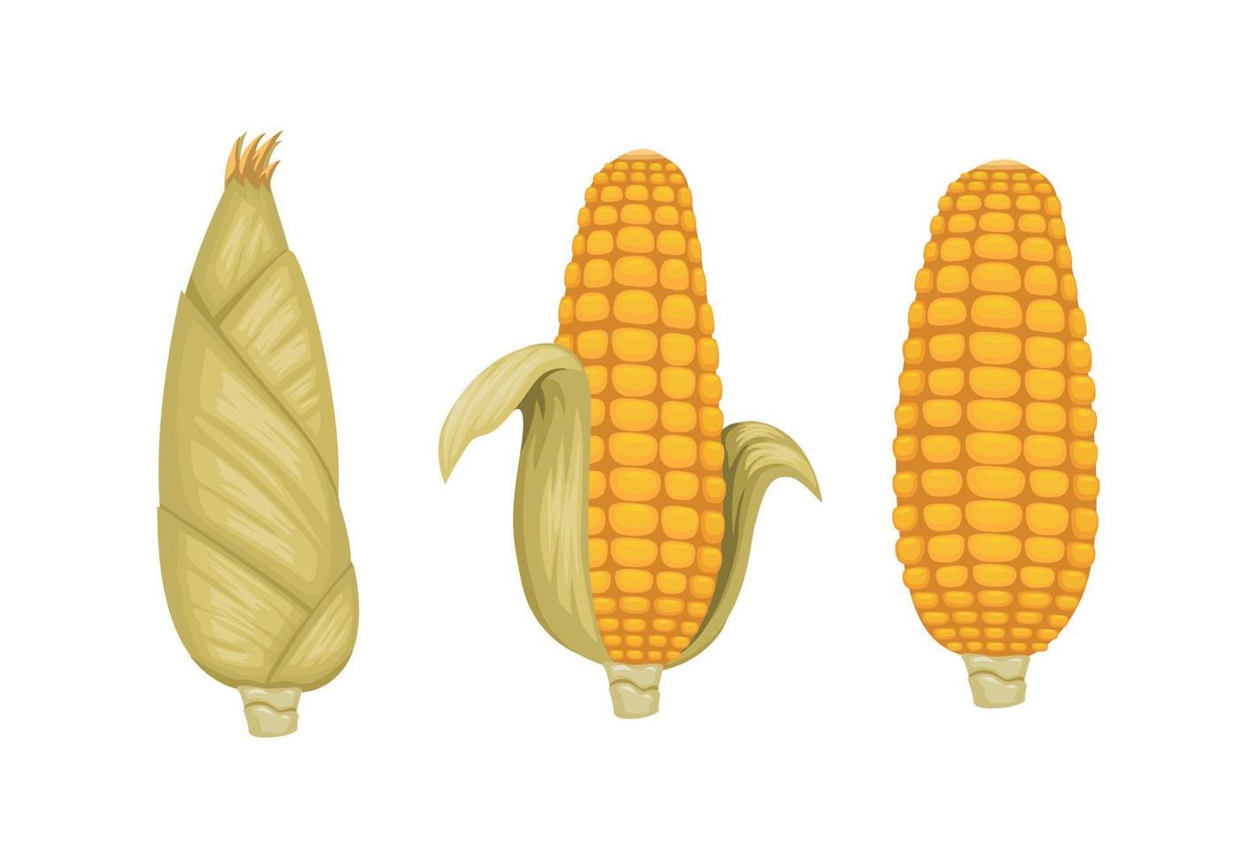 majs vegetabiliska symbol uppsättning tecknad serie illustration vektor