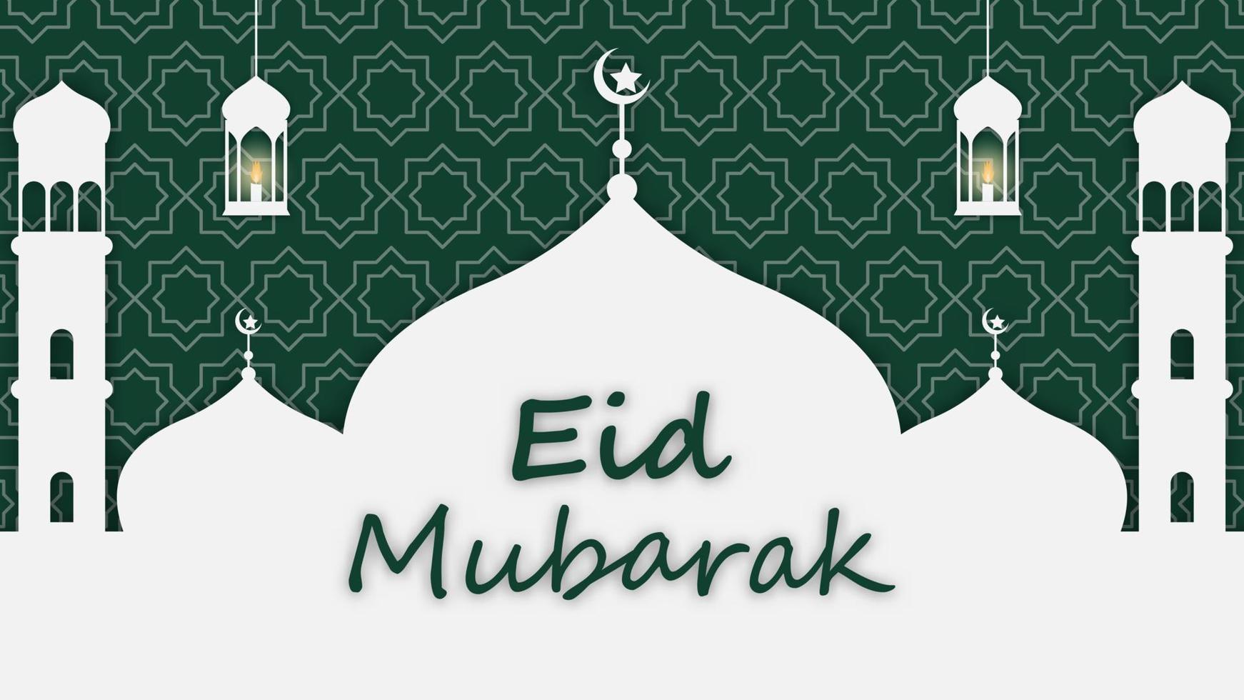 islamisches eid mubarak web oder bannerhintergrund mit moschee und laterne. Vektor-Illustration. Folge 10. vektor