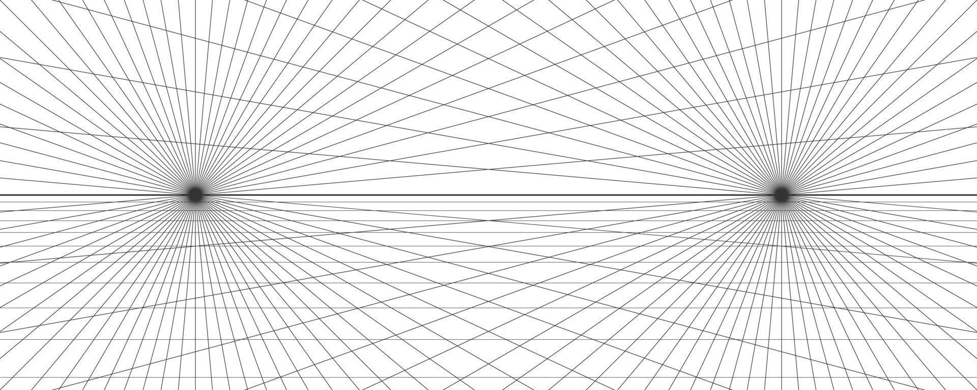 Zwei-Punkte-Perspektive-Gitterhintergrund. abstrakte gitterlinie hintergrund. Perspektivische Mesh-Vorlage zeichnen. Vektor-Illustration isoliert auf weißem Hintergrund vektor