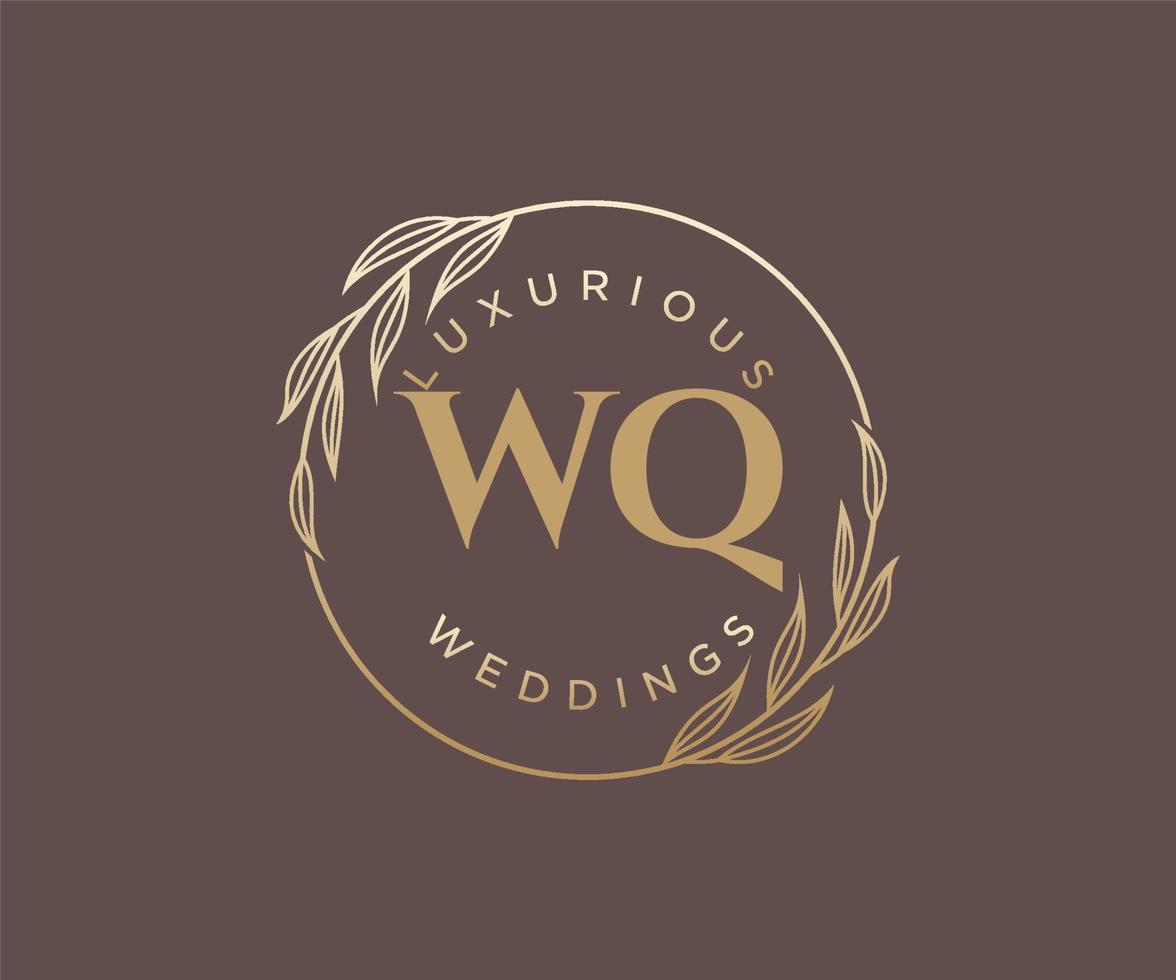 wq Initialen Brief Hochzeit Monogramm Logos Vorlage, handgezeichnete moderne minimalistische und florale Vorlagen für Einladungskarten, Datum speichern, elegante Identität. vektor