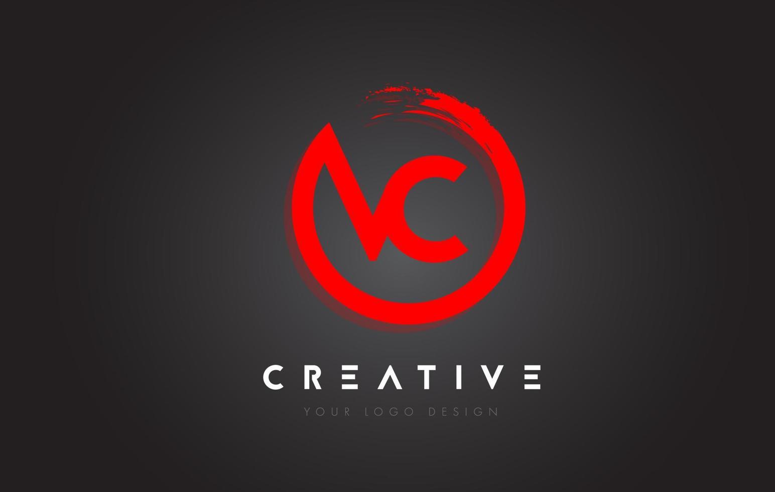 röd vc cirkulär brev logotyp med cirkel borsta design och svart bakgrund. vektor