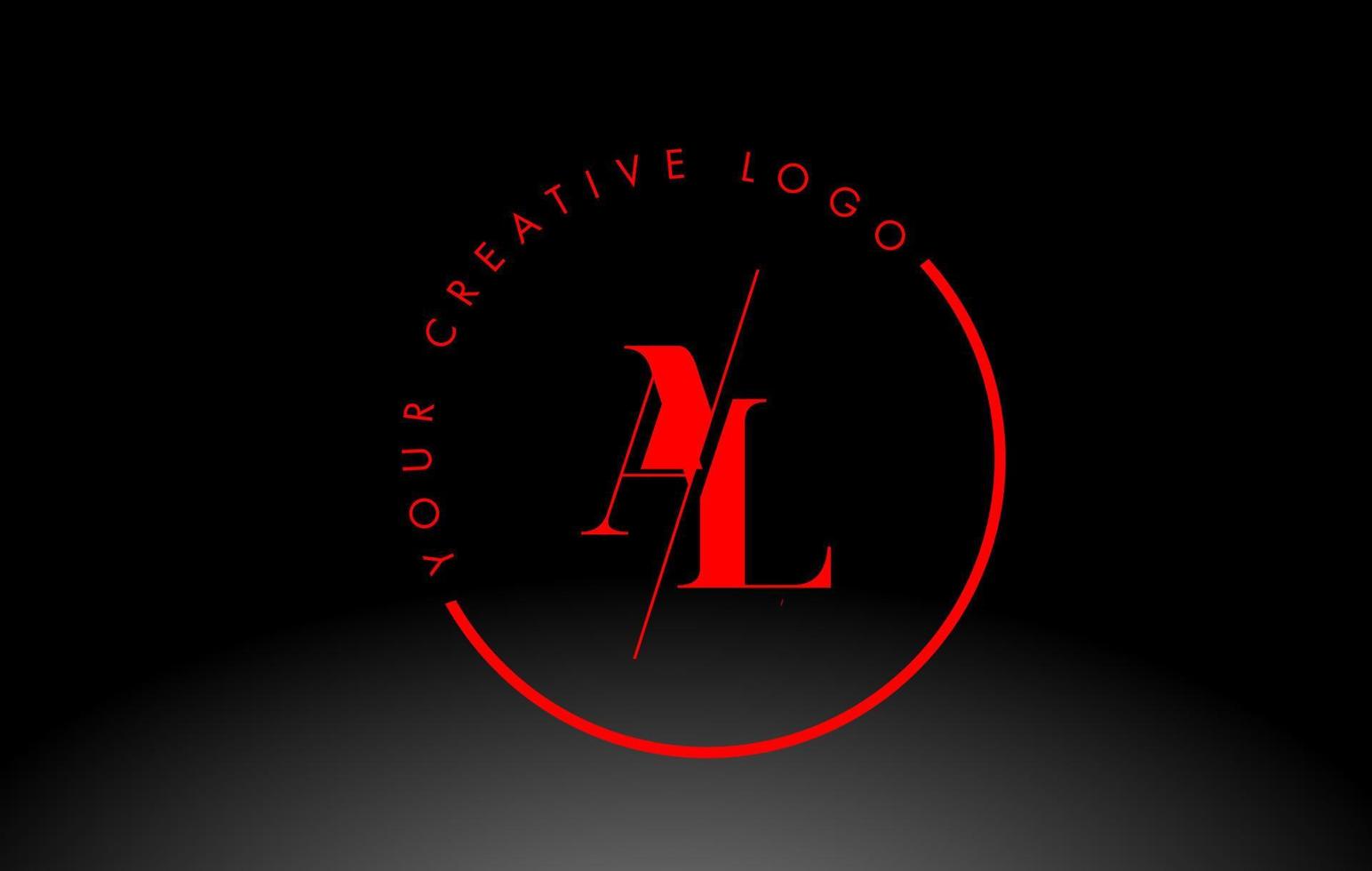 röd al serif brev logotyp design med kreativ skuren skära. vektor