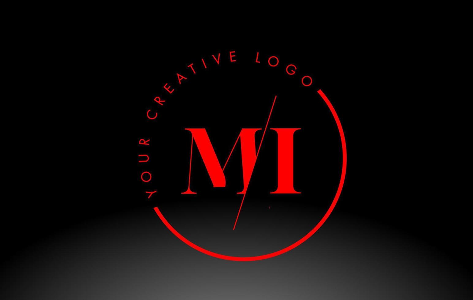 röd mi serif brev logotyp design med kreativ skuren skära. vektor