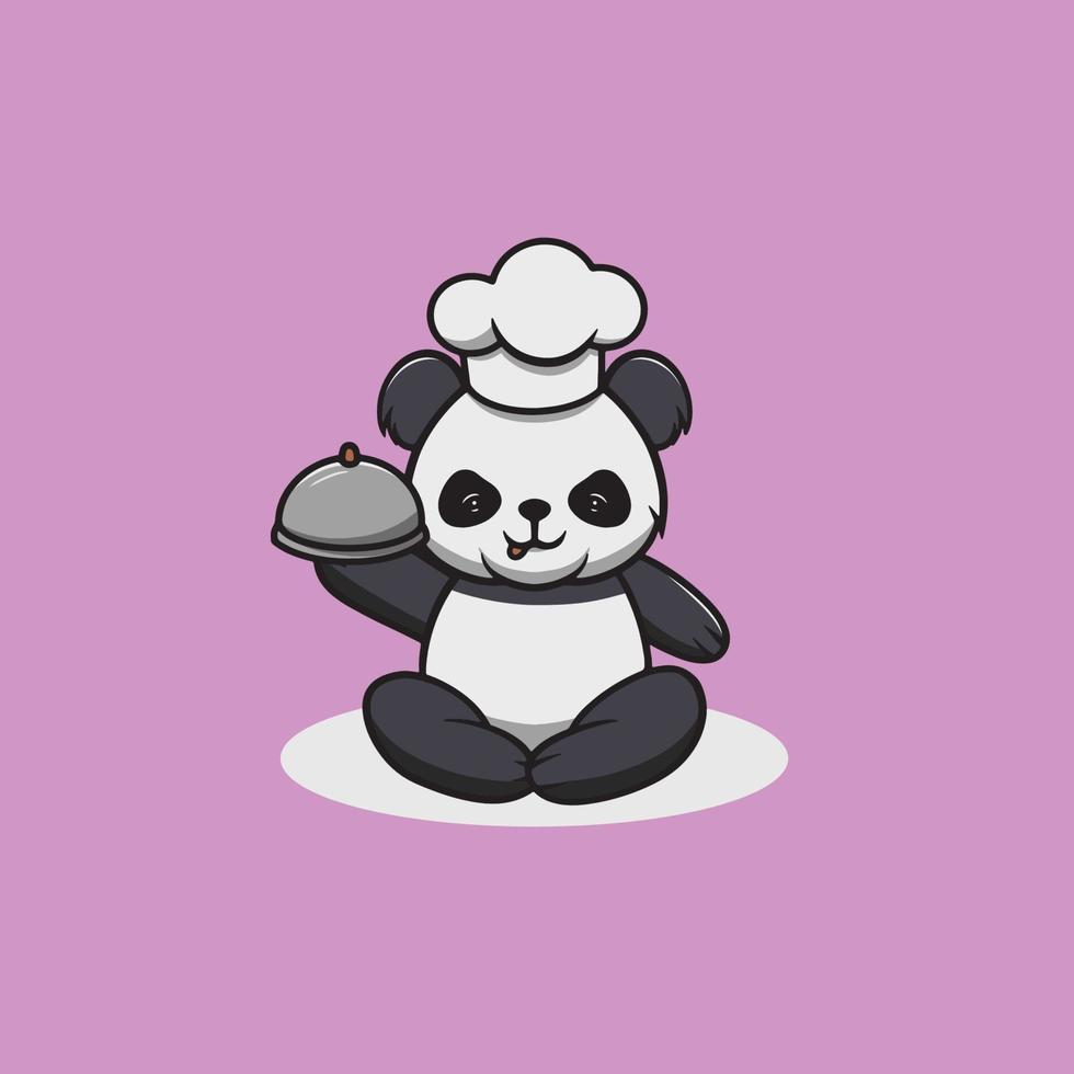 niedliche panda-chef-karikaturillustration vektor