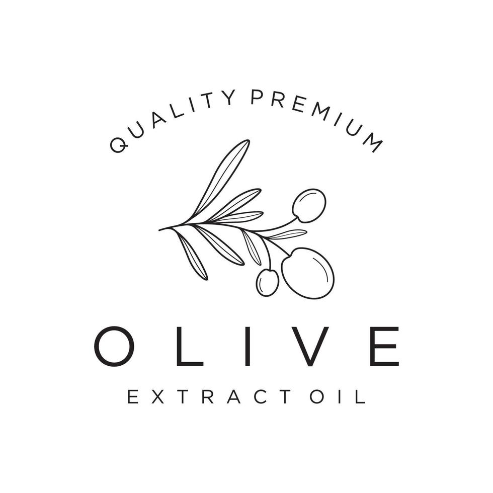 botanisk logotyp mall hand dragen naturlig oliv blad och frukt .ört, oliv olja, kosmetika eller skönhet. vektor