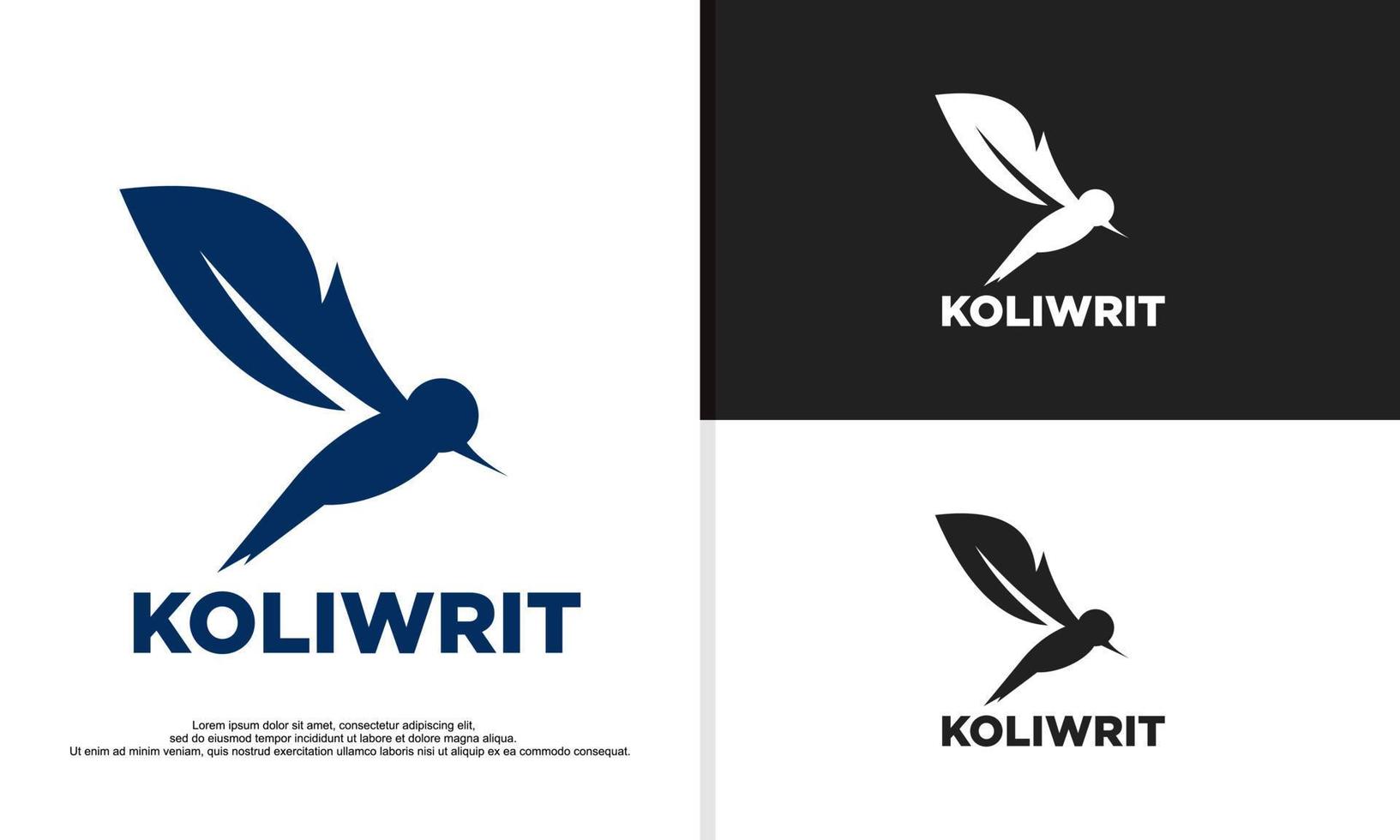 Logoillustration Vektorgrafik von Kolibris kombiniert mit einem Federstift vektor