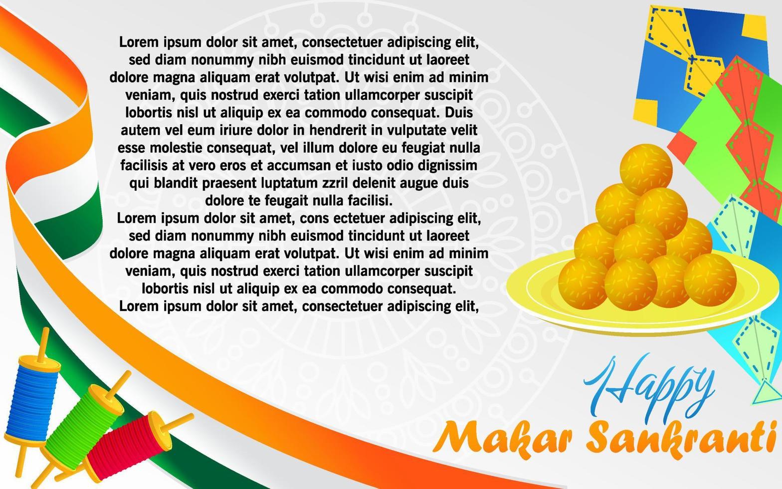 Happy Makar Sankranti Copy Text Space Banner Flyer Vector Illustration