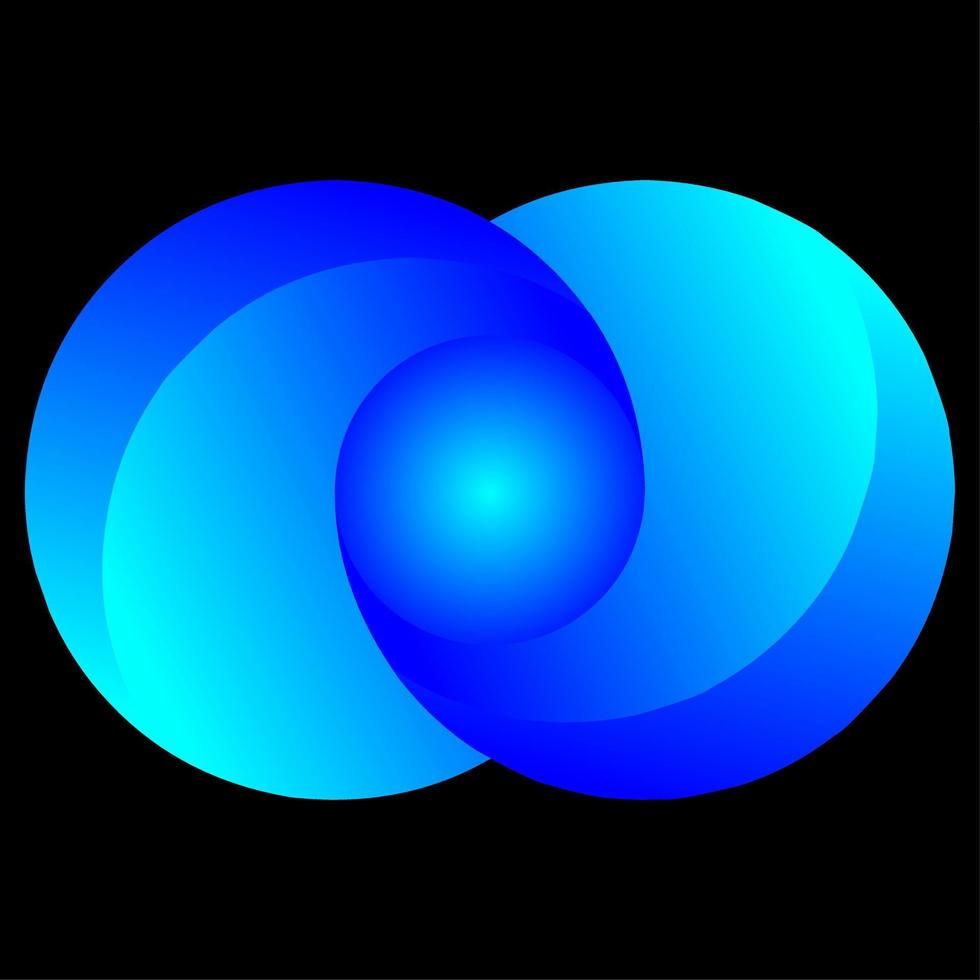 isolierte Illustration des Doppelkugel-Verbindungslogovektors. abstrakter Doppelkreisvektor für Logo, Symbol, Zeichen, Symbol, Design oder Dekoration. blaues Logo mit doppelter Orb-Beziehung vektor