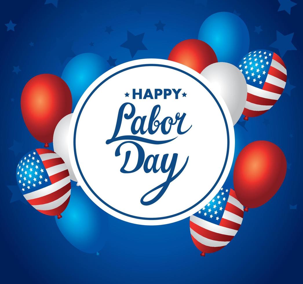 Happy Labor Day Holiday Banner mit Luftballons Heliumdekoration vektor