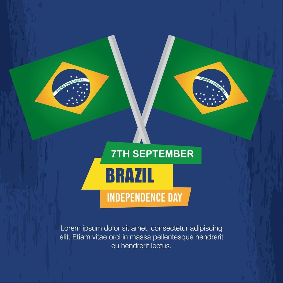 7. september, feierbanner zum unabhängigkeitstag brasiliens mit flaggen vektor