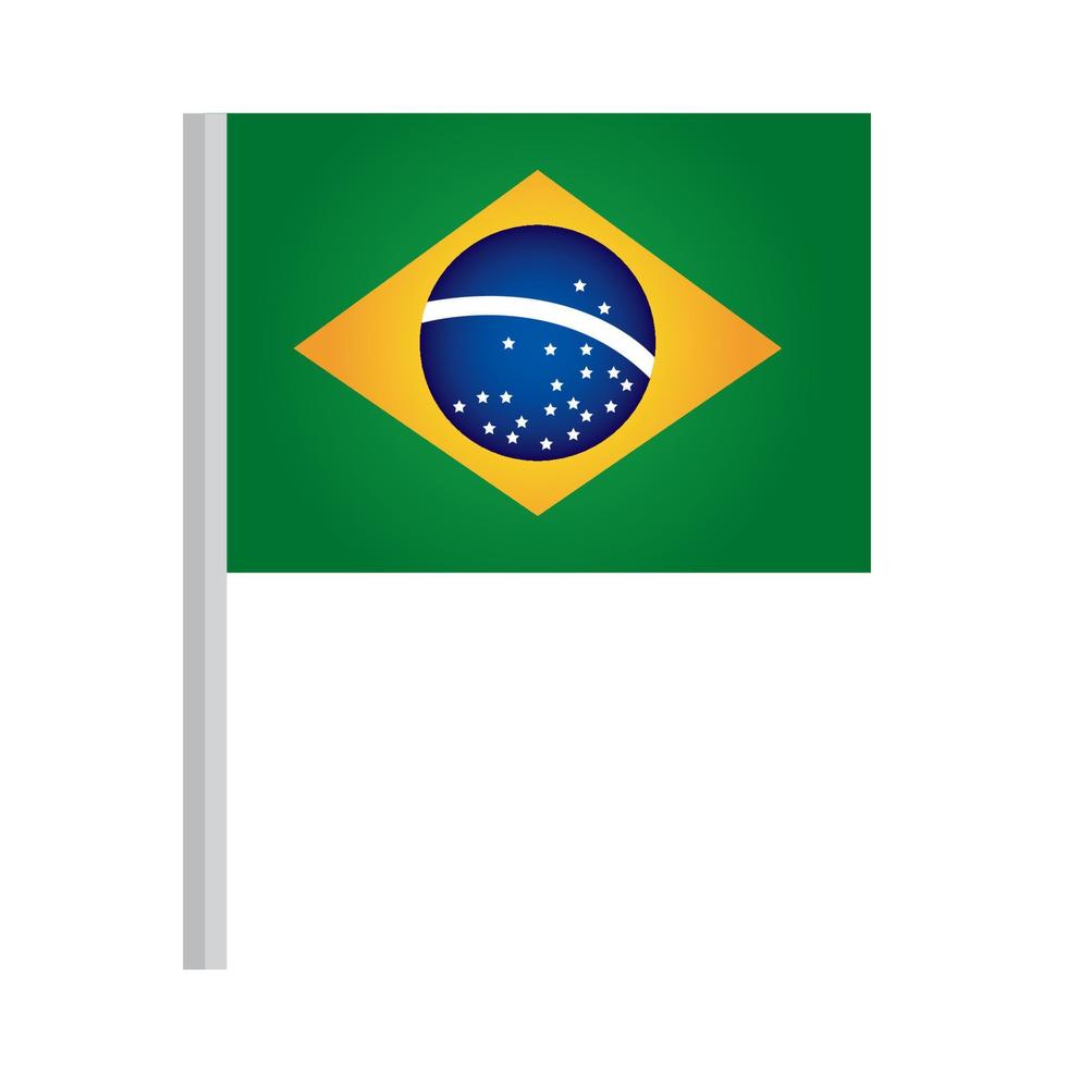 Brasilien flagga i pinne, på vit bakgrund vektor
