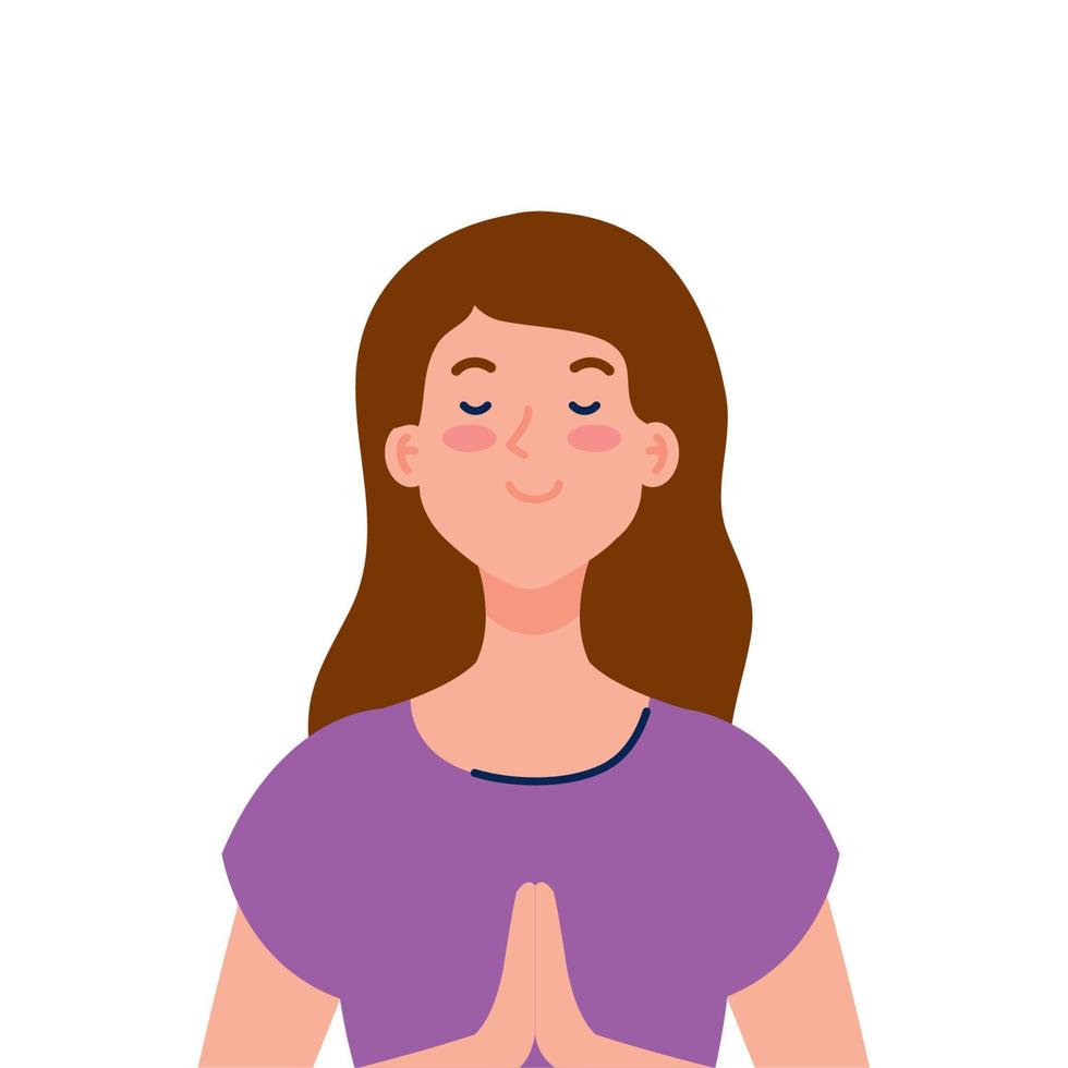 Meditierende Frau auf weißem Hintergrund vektor