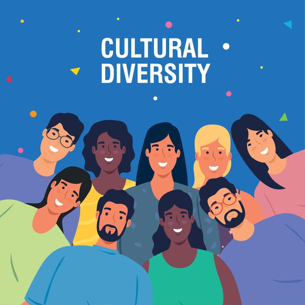 multietnisk ung människor tillsammans, kulturell och mångfald begrepp vektor