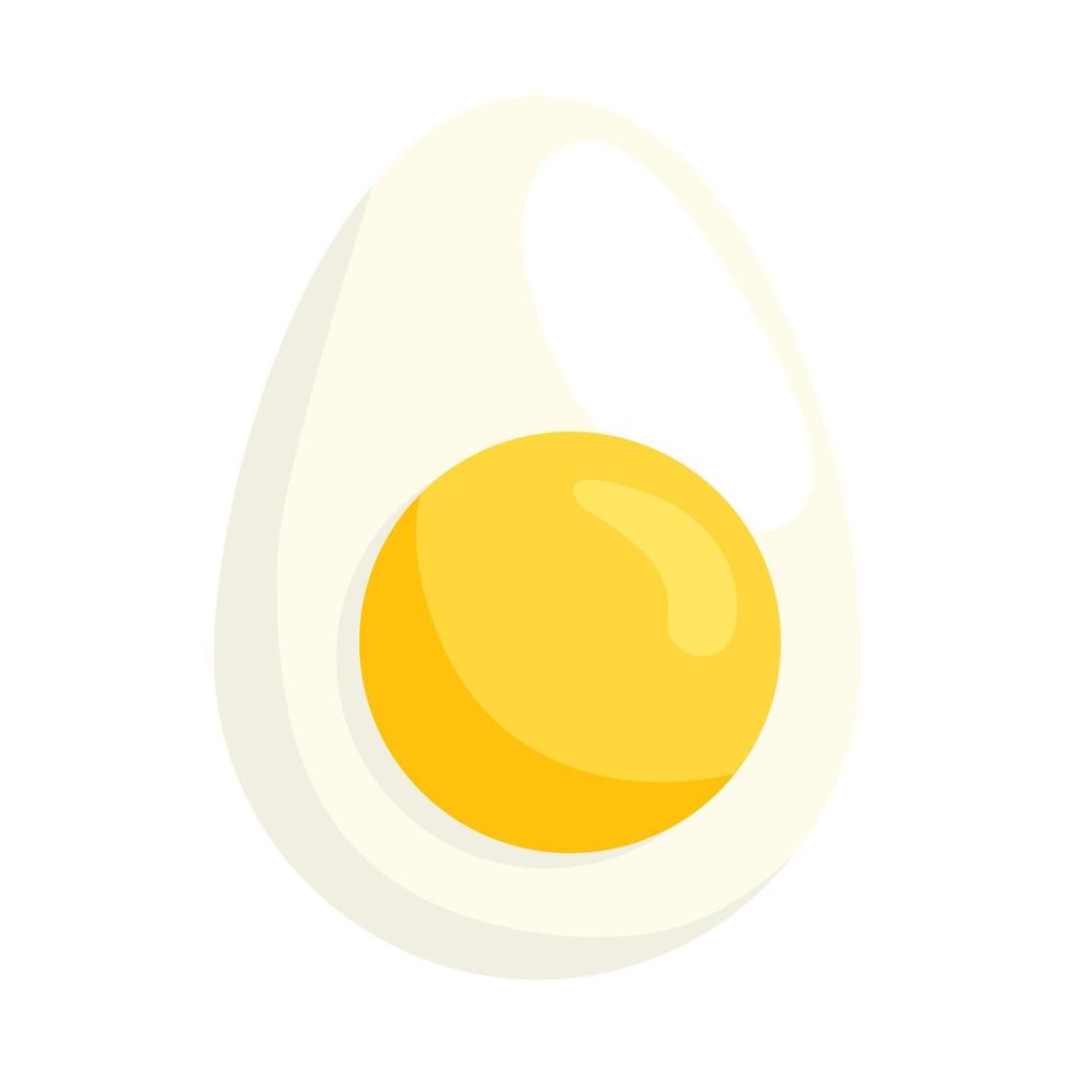 halv kokt ägg, i vit bakgrund vektor