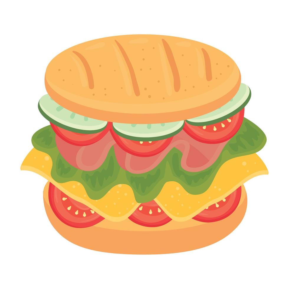 leckeres Sandwich auf weißem Hintergrund vektor