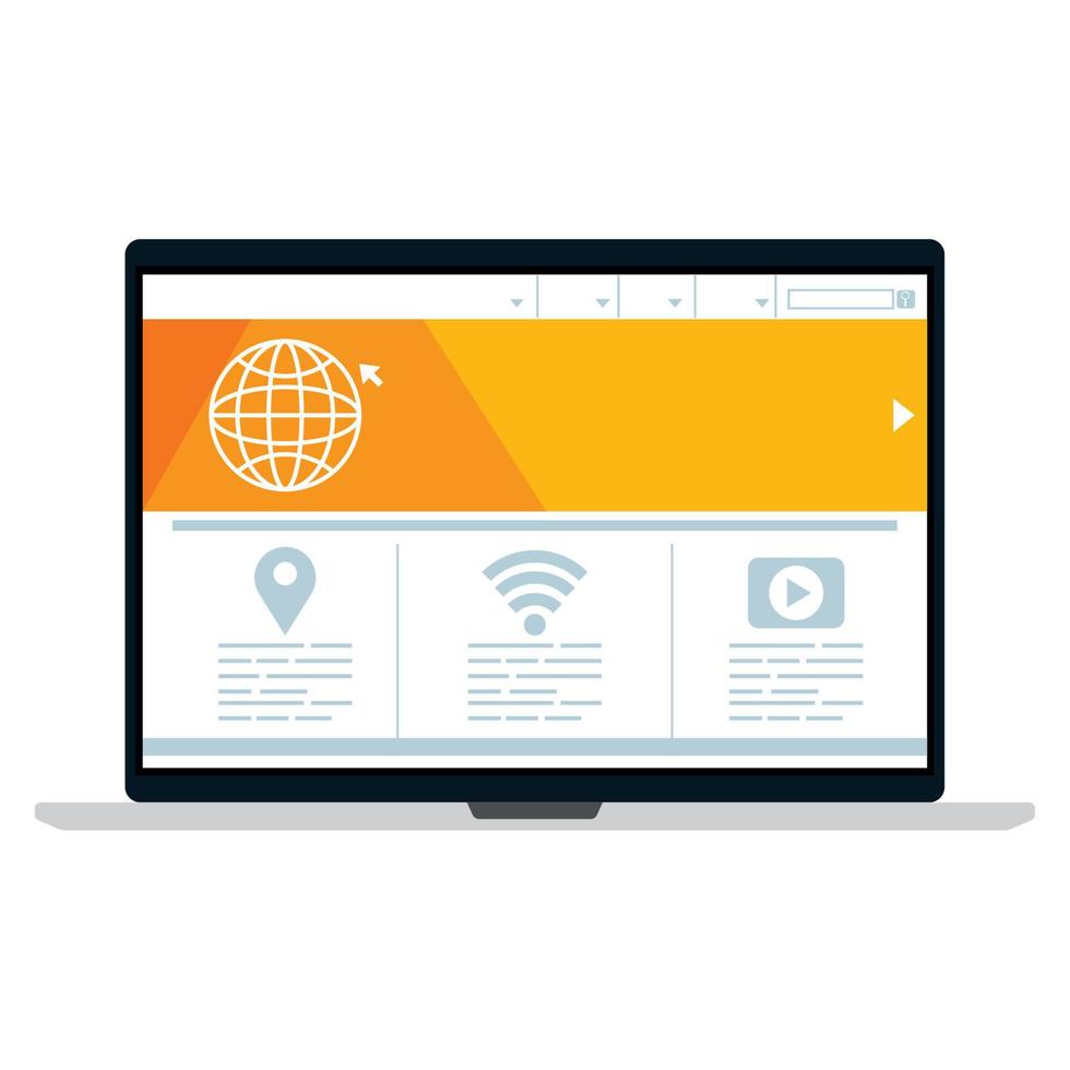 mockup, konzept website, entwicklung auf laptop vektor