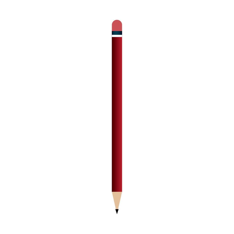 Bleistift rote Farbe mit Radiergummi auf weißem Hintergrund vektor