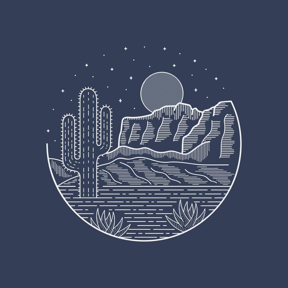 Mono-Line-Arizona-Wüstenvektor für Patch, Pin, Grafik, Kunst-T-Shirt-Design vektor