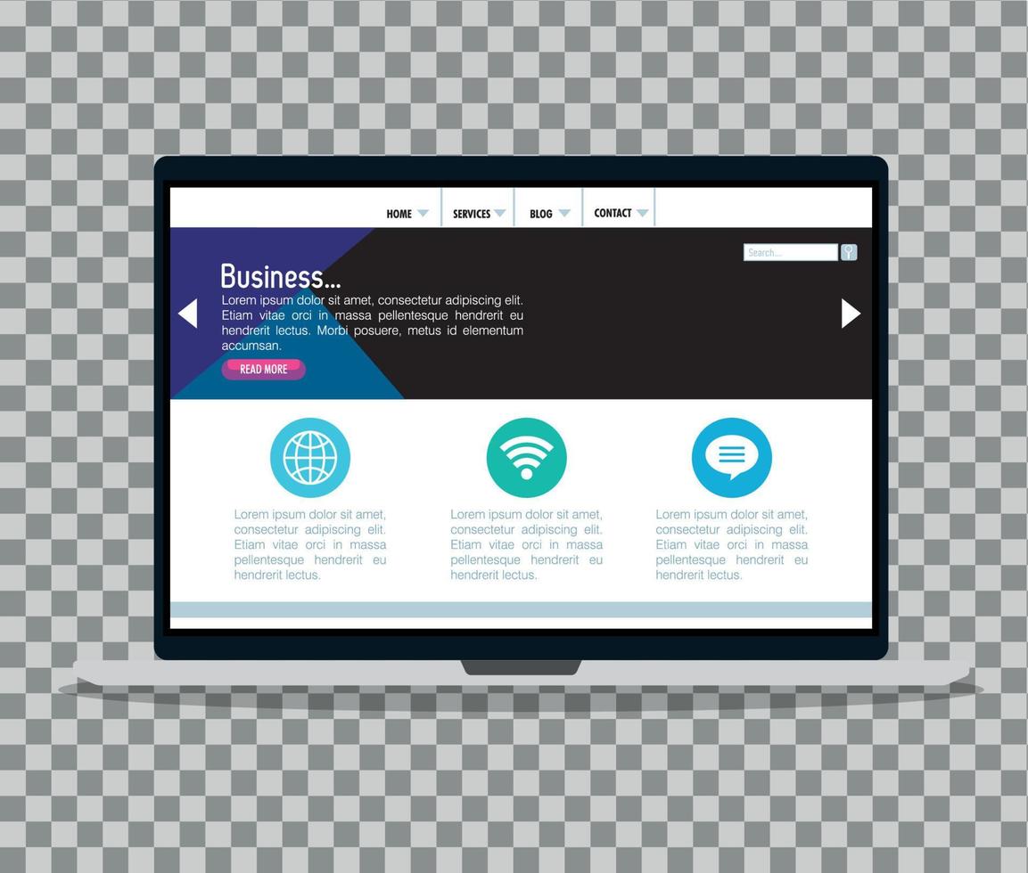 Mockup Responsive Web, Konzept-Website-Entwicklung in Laptop vektor