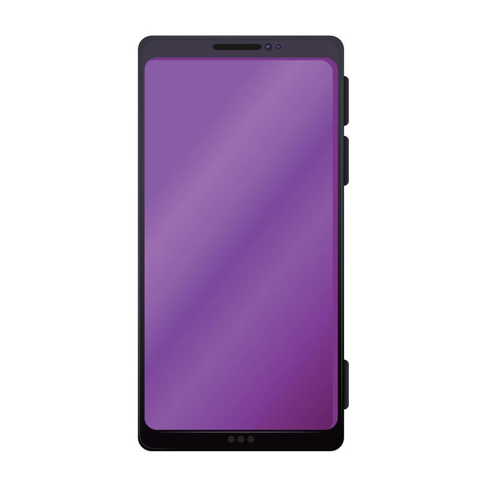 realistisches smartphone-modell mit bildschirm lila, im weißen hintergrund vektor