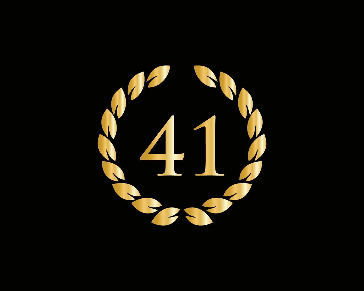 41 år årsdag logotyp med gyllene ringa isolerat på svart bakgrund, för födelsedag, årsdag och företag firande vektor