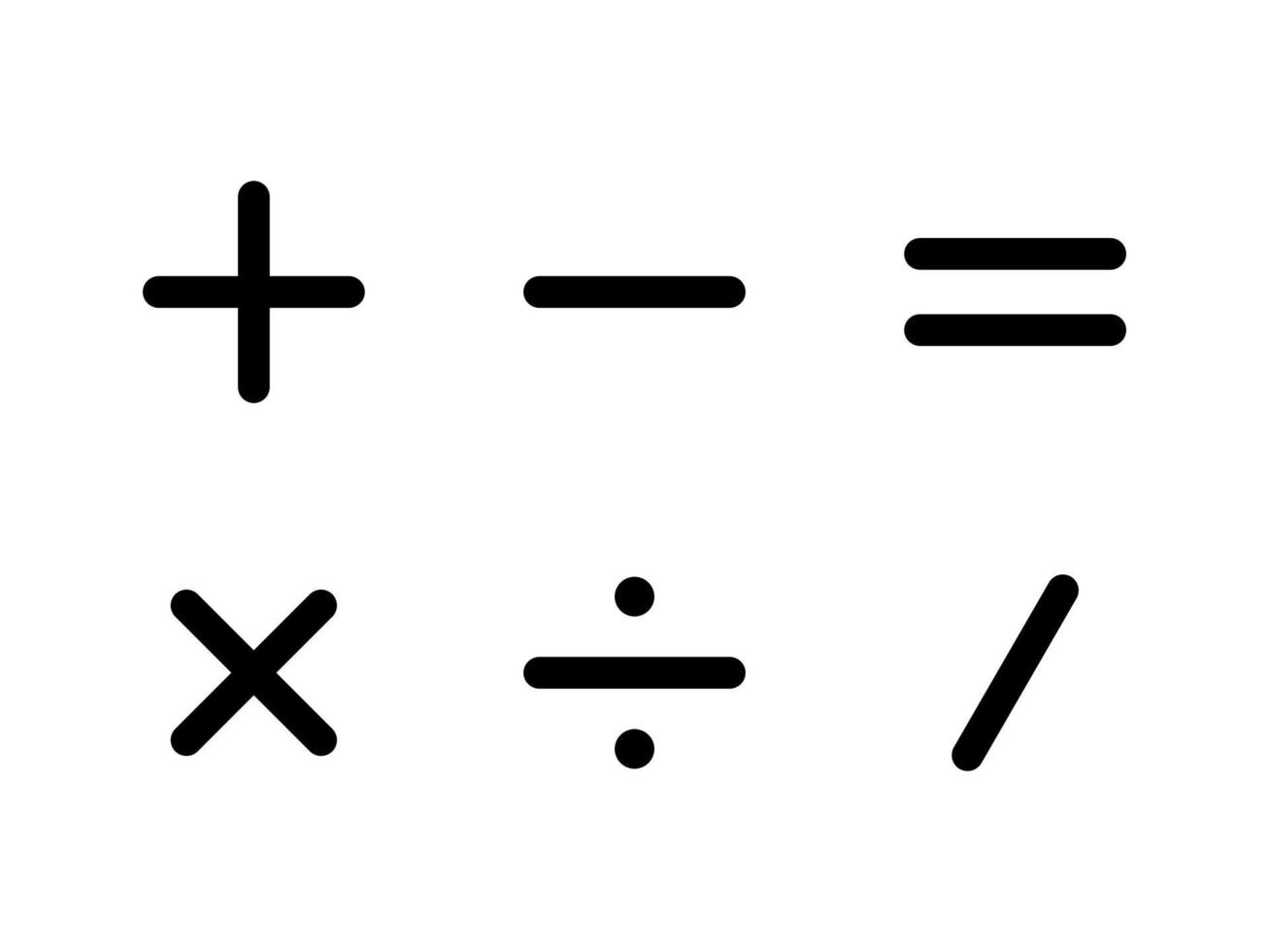 grundlegende mathematische Zeichensymbole im Linienstildesign isoliert auf weißem Hintergrund. editierbarer Strich. vektor