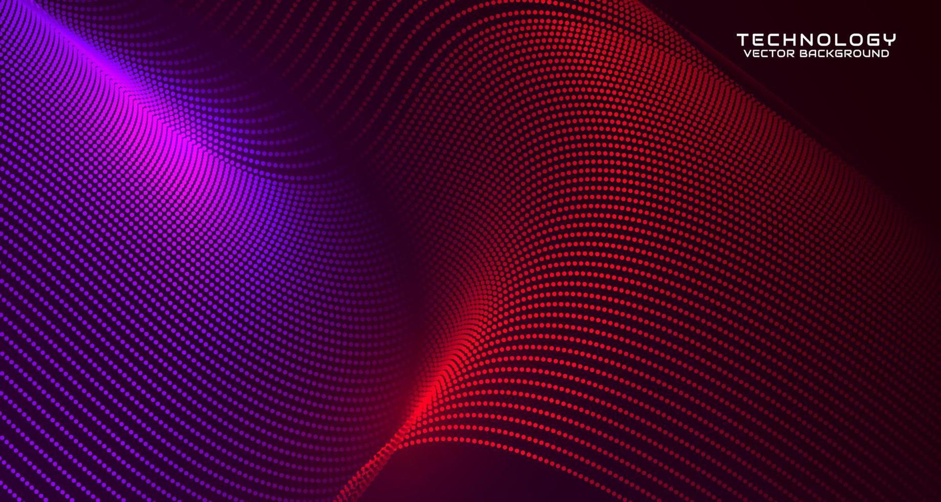 röd techno abstrakt bakgrund på mörk Plats med vinka partiklar stil effekt. grafisk design element med 3d rör på sig prickar strömma begrepp för baner, flygblad, kort, broschyr omslag, eller landning sida vektor