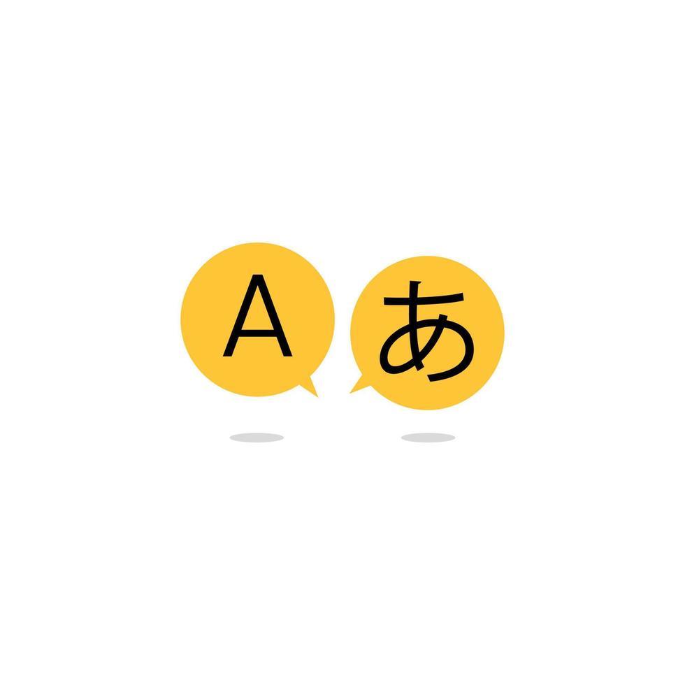 englisch japanisch online-übersetzung mehrsprachiges sprachsymbol label zeichen symbol design vektor