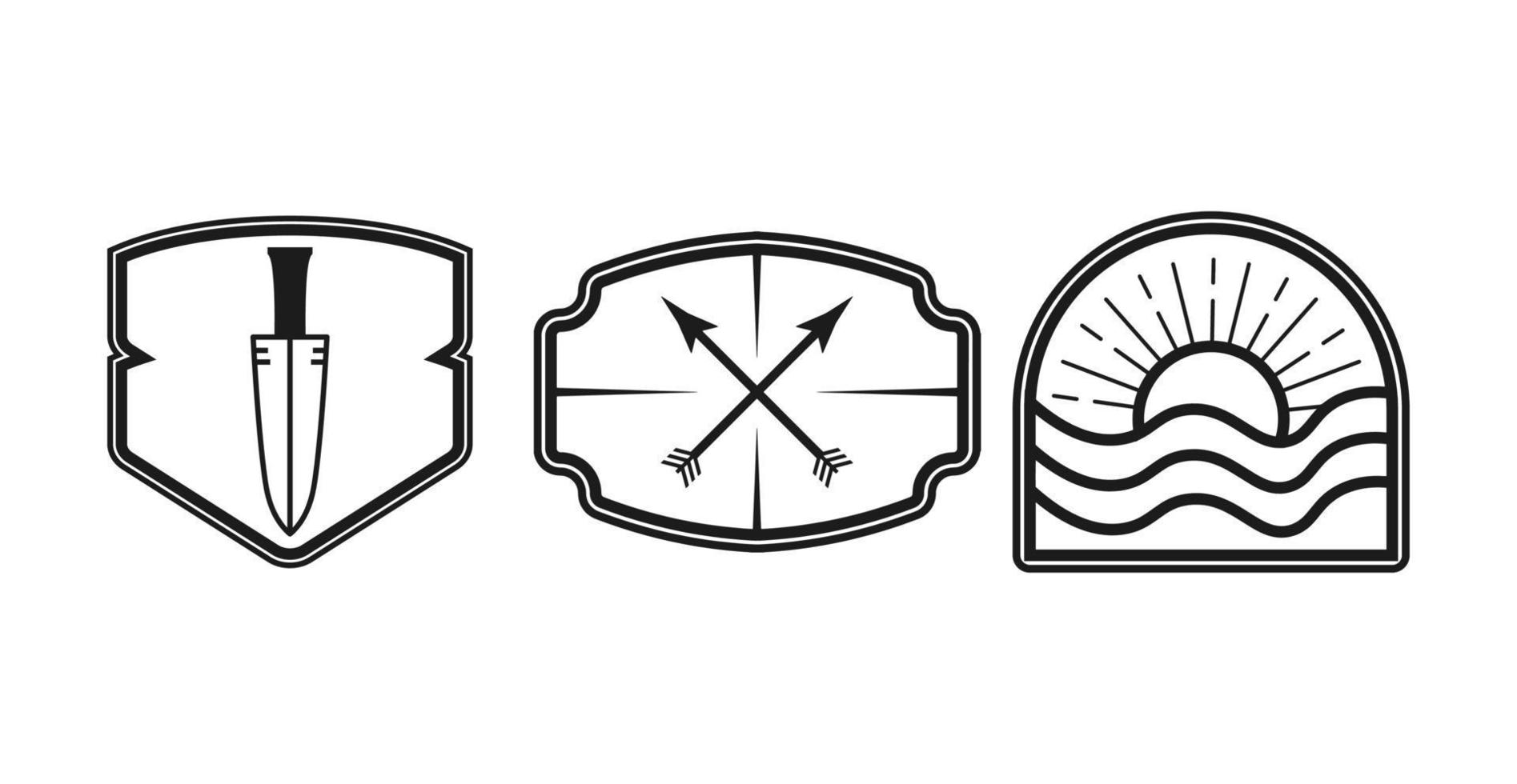 Set von Outdoor-Jagd-Emblem-Abzeichen-Aufklebern vektor
