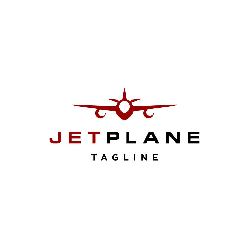 främre se plan logotyp. modern privat jet. röd flygplan silhuett främre se . jet plan vektor bild