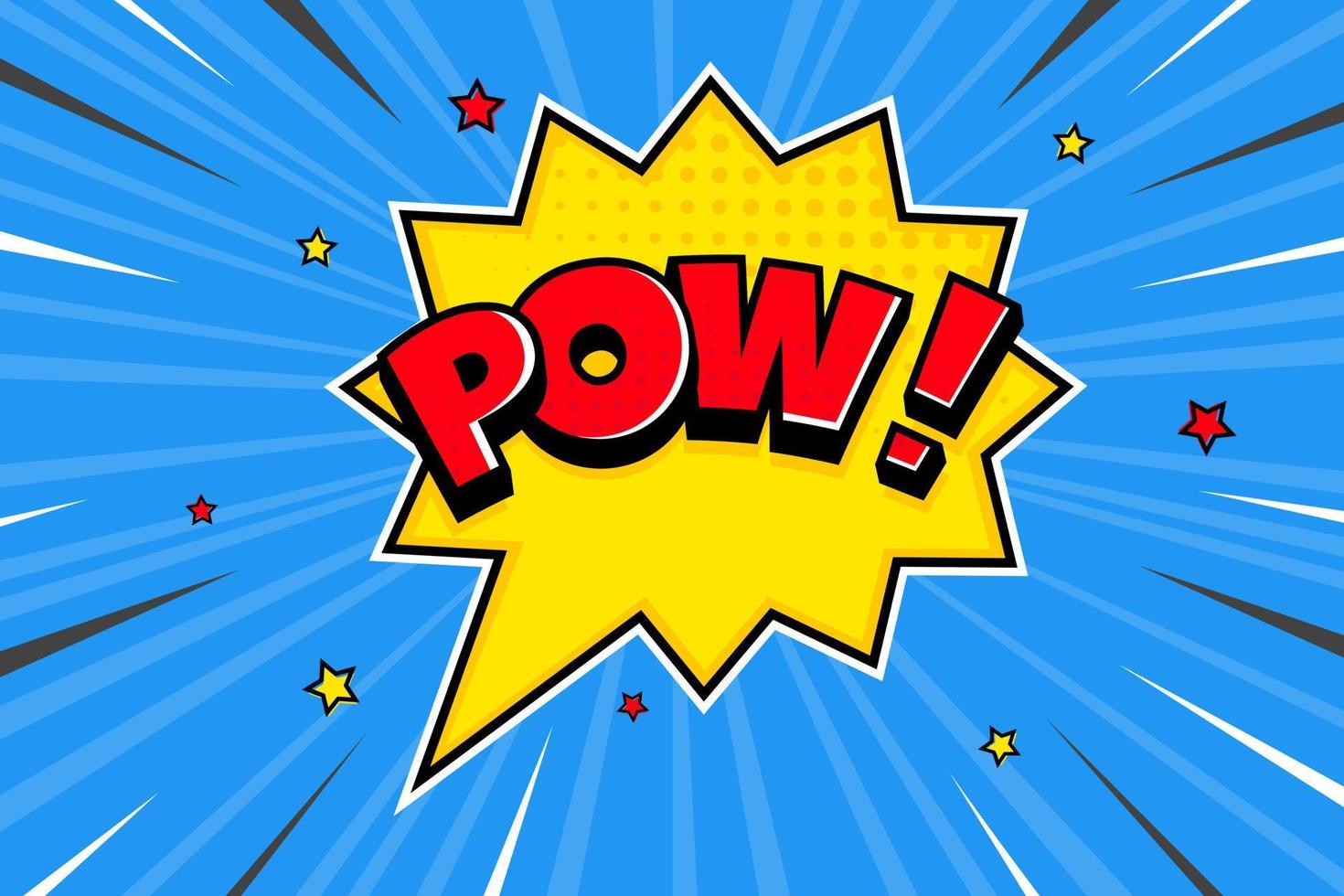 pow Comic-Sprechblase Halbtonschattentextausdruck Retro-Comic-Stil flaches Design. vektor