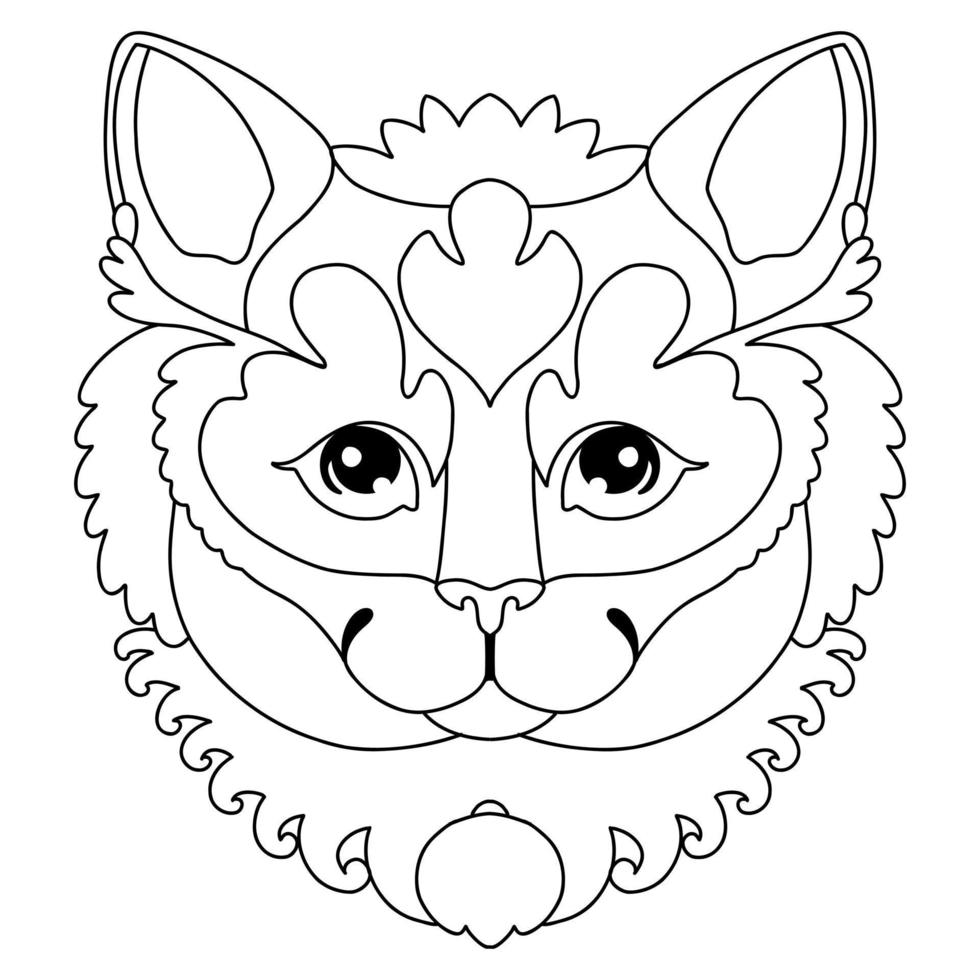 huvud av katt färg mall vektor illustration