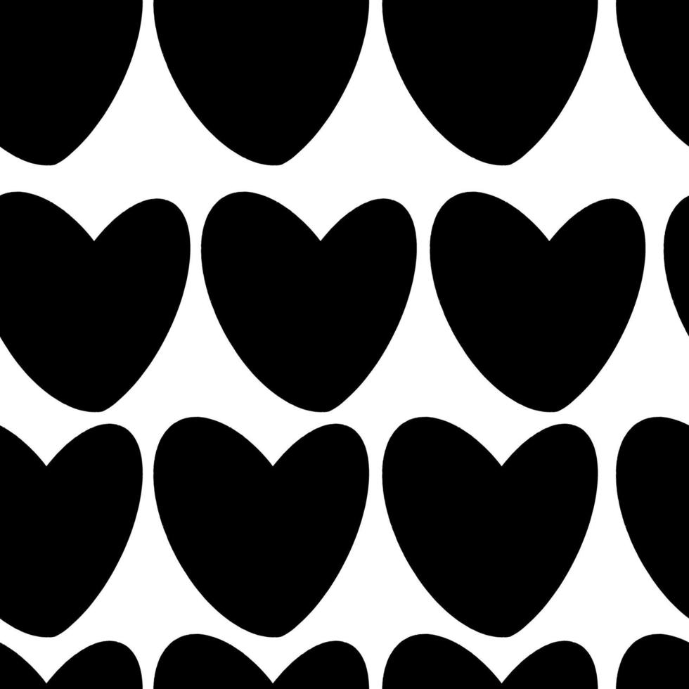 hjärta romantisk klotter sömlös mönster med svart hjärtan. form på vit bakgrund i hand dragen hipster grunge stil. vektor illustration