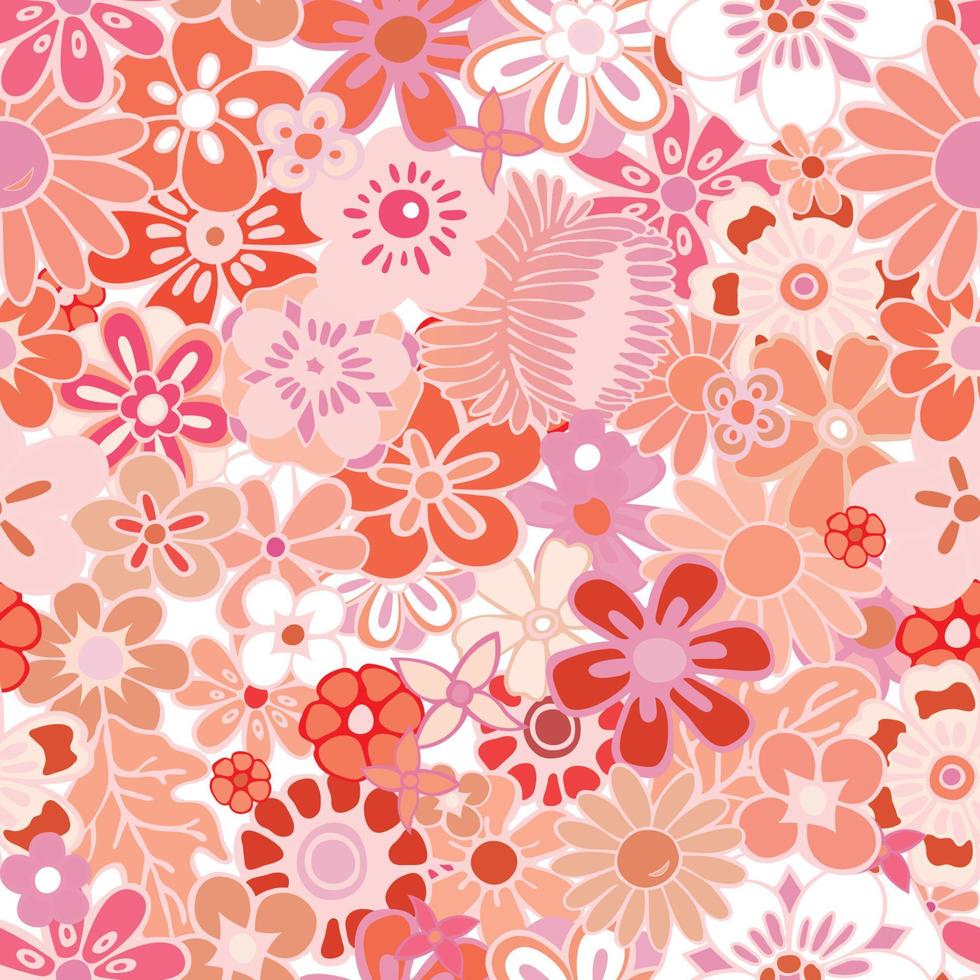 mönster blomma färgrik blanda sömlös upprepa vektor illustration
