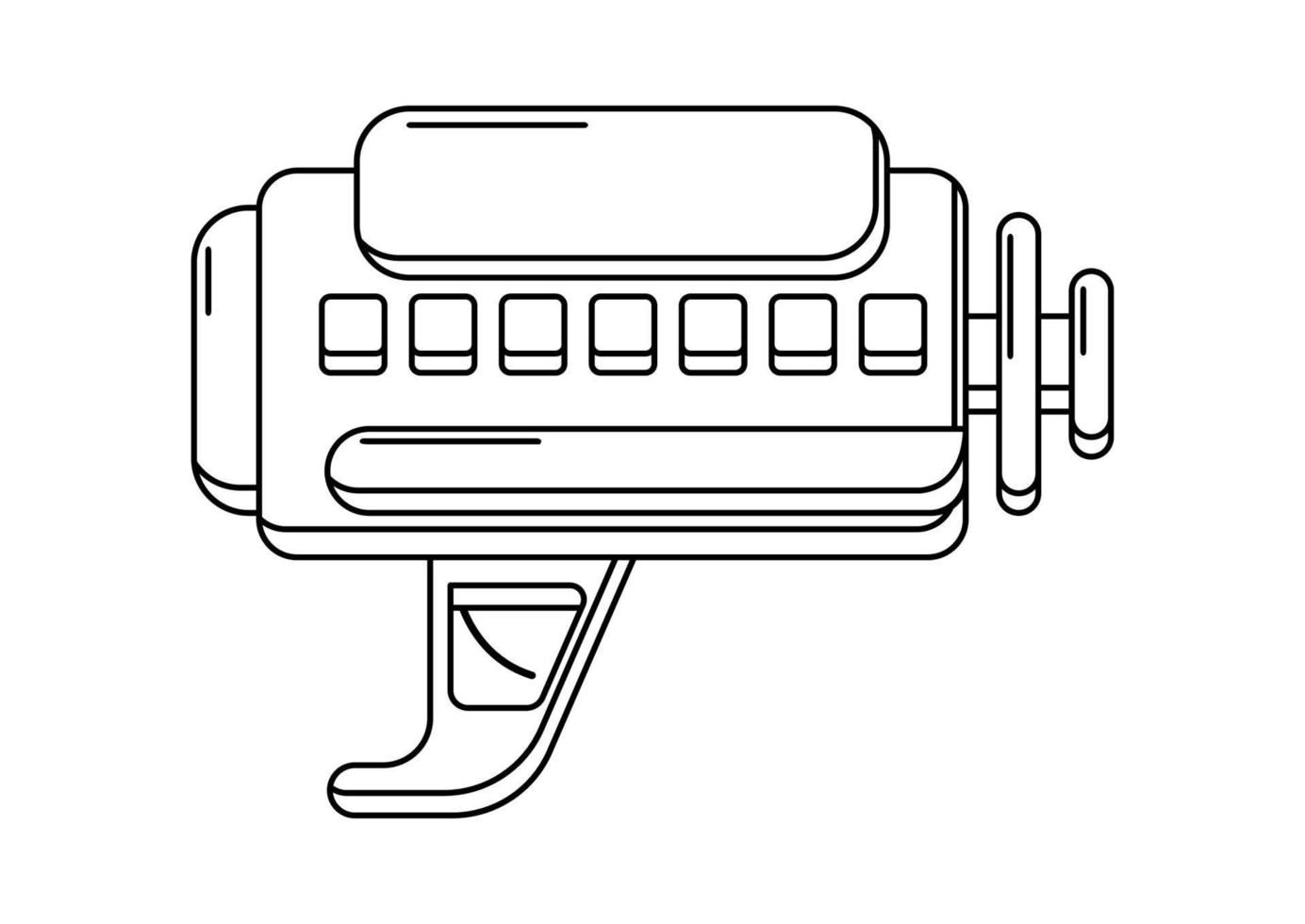 Vektor-Leinenohr-Blaster auf Weiß. isolierte umrissspielzeugpistole zum ausmalen von seiten. futuristisches Waffendesign vektor