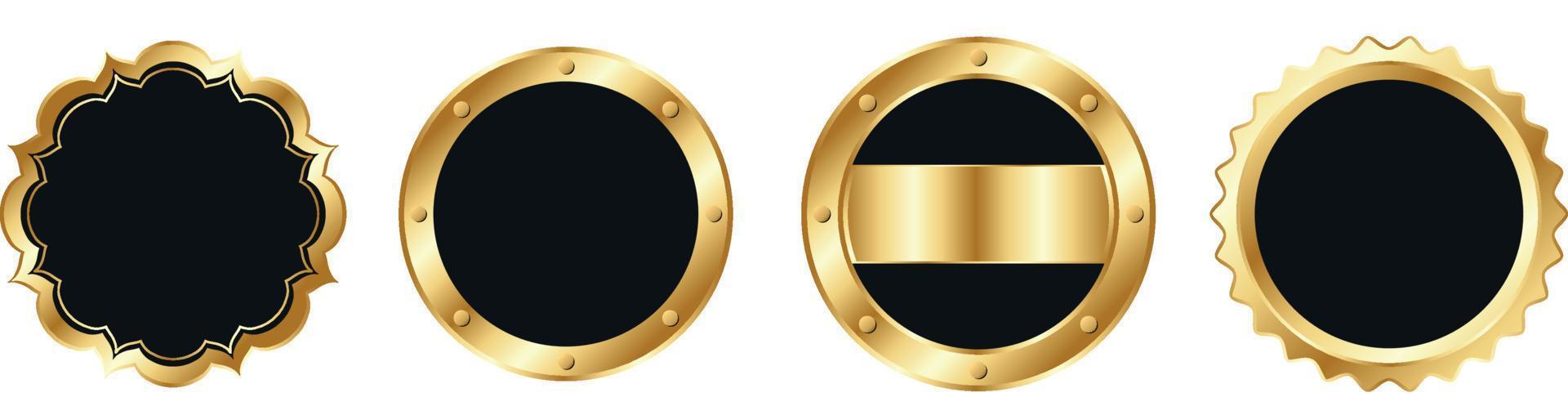 svart guld medalj ram märka dekoration vektor
