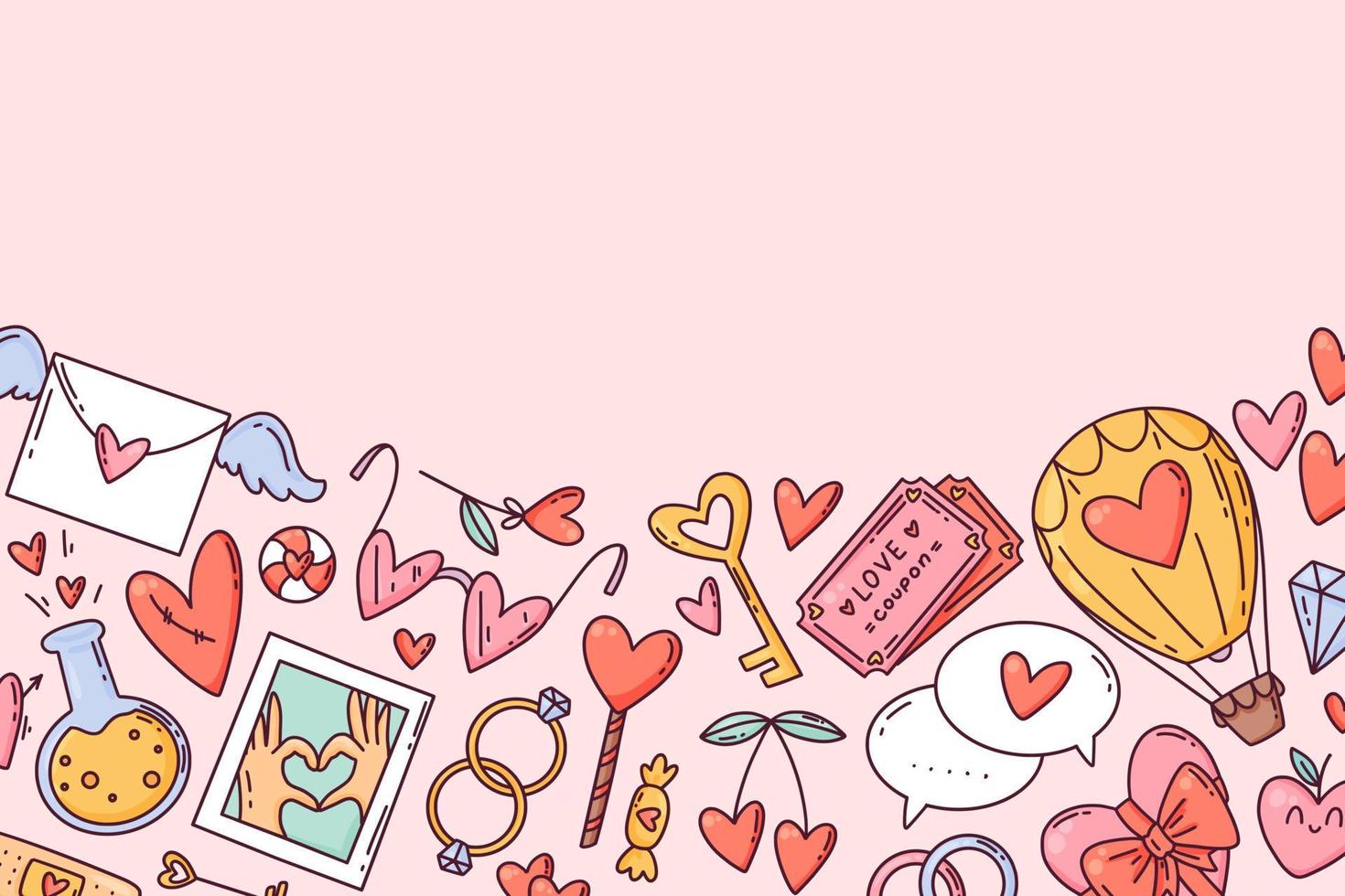 valentinstag cartoon hand gezeichneten stil leerer hintergrund vektor