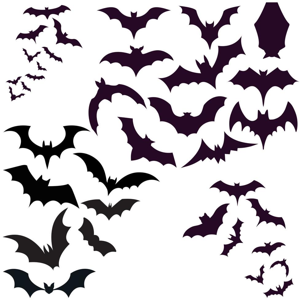 fladdermus ikon vektor uppsättning. halloween illustration tecken samling. vampyr symbol eller logotyp.