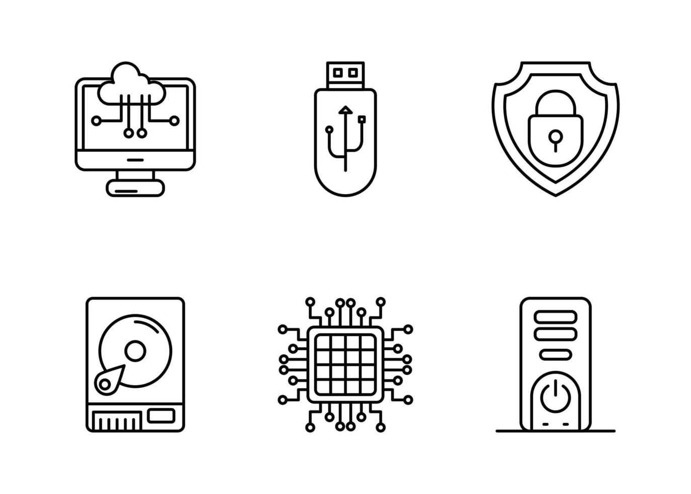 Computer- und Hardware-Vektor-Icon-Set vektor