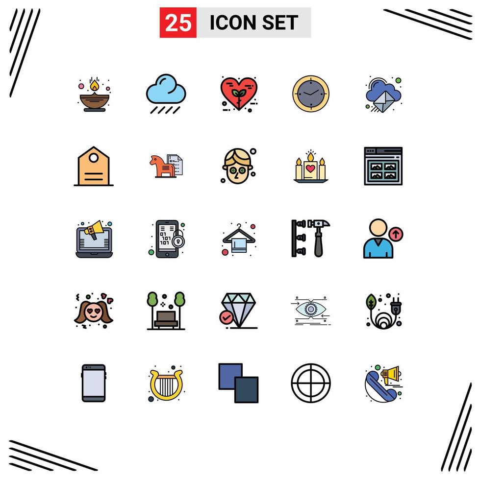 uppsättning av 25 modern ui ikoner symboler tecken för moln datoranvändning maskin eco kompass tid redigerbar vektor design element