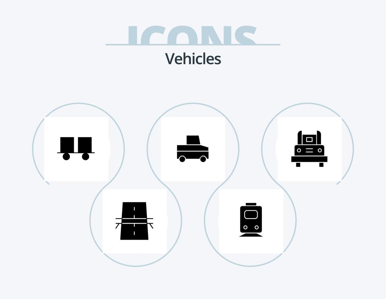 Fahrzeuge Glyphen-Icon-Pack 5 Icon-Design. LKW. Wagen. Transport. Gabelstapler. Gabelstapler vektor