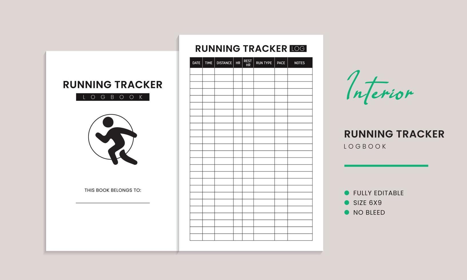 Running Tracker Logbuch Innenvorlage vektor