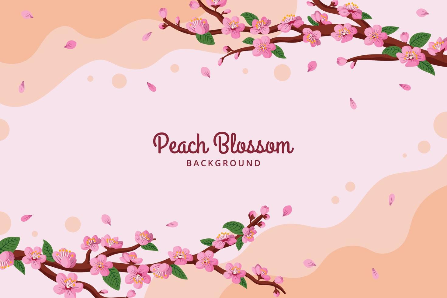 persika blomma bakgrund mall vektor