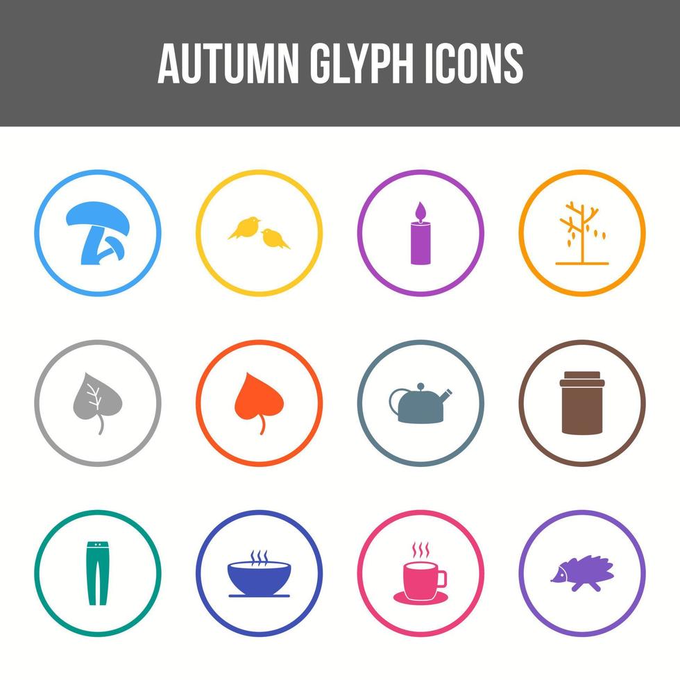 Einzigartiges Herbst-Vektor-Glyphen-Icon-Set vektor