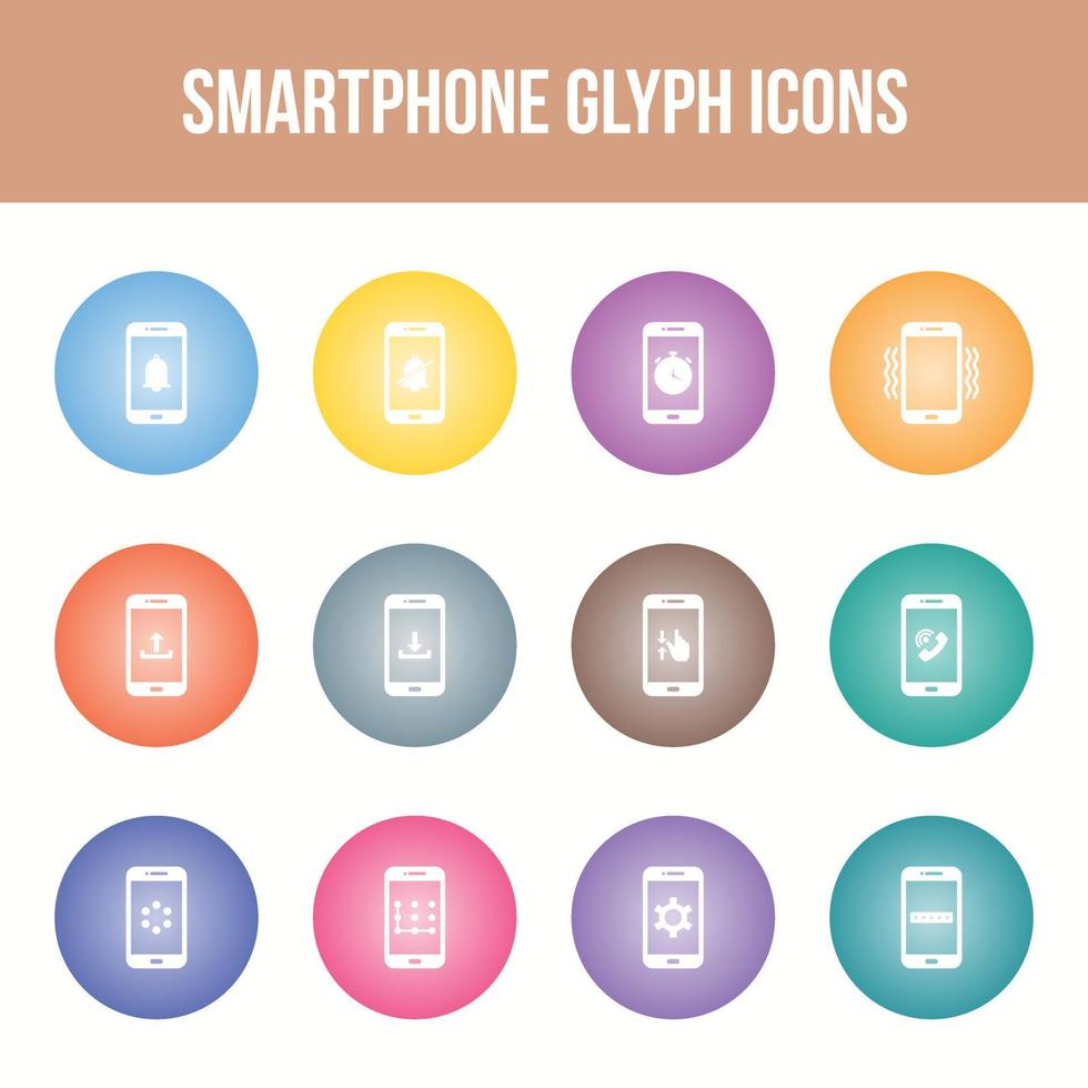 unik smartphone vektor glyf ikon uppsättning