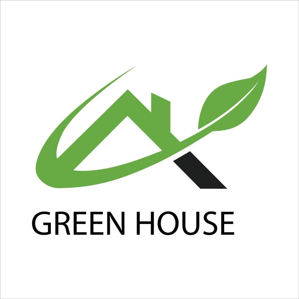 grön hus tak logotyp vektor
