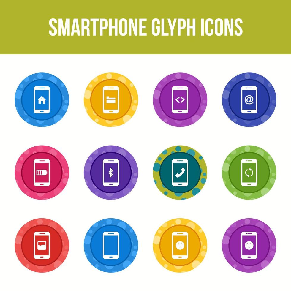 einzigartiges Smartphone-Vektor-Glyphen-Icon-Set vektor