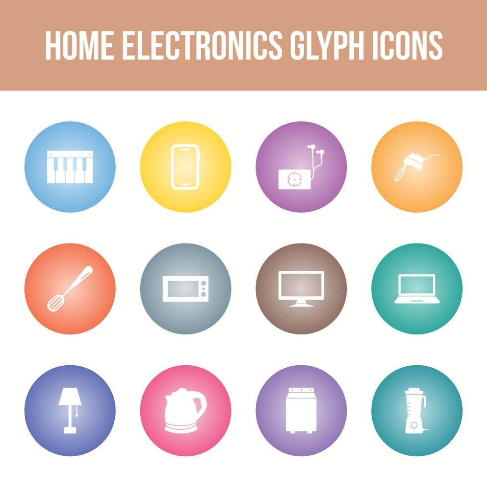 Einzigartiges Vektor-Glyphen-Icon-Set für Heimelektronik vektor